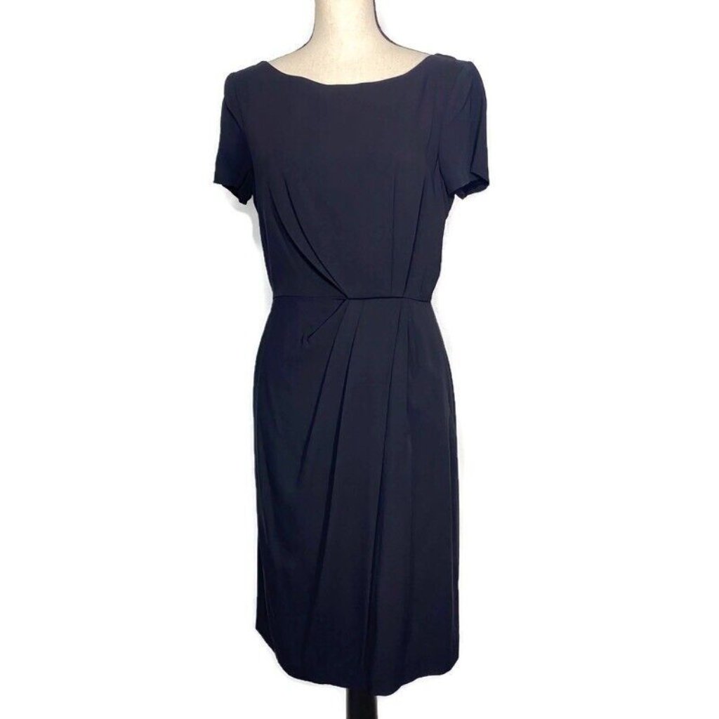 Theory Black Balbina Drapey Wool Blend Dress Lbd Womens 10 Nwt Msrp $335